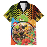 Hawaii Womens Day Wahine Family Matching Summer Maxi Dress and Hawaiian Shirt Strong Beautiful Woman with Kakau Style LT03 Dad's Shirt - Short Sleeve Red - Polynesian Pride