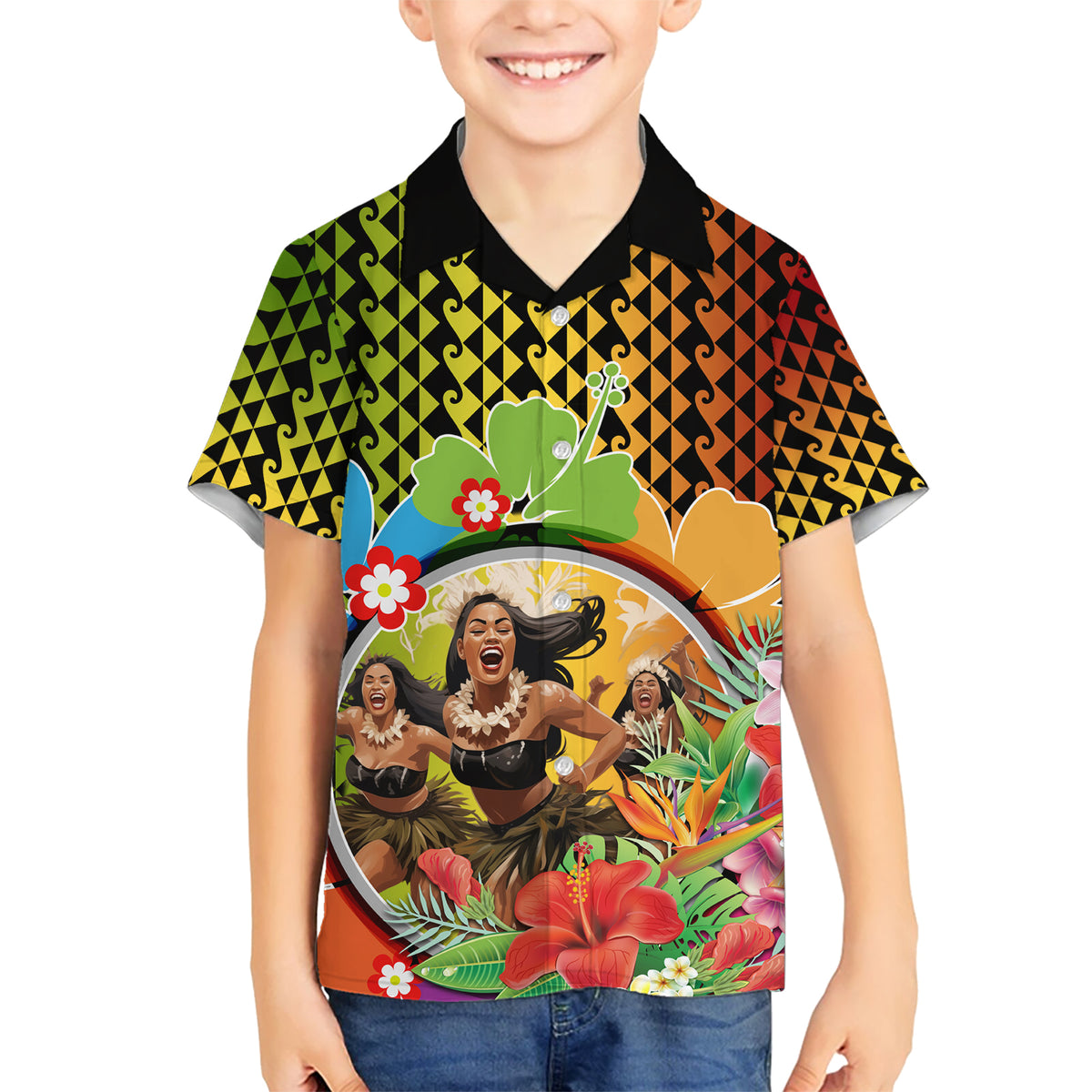 Hawaii Womens Day Wahine Kid Hawaiian Shirt Strong Beautiful Woman with Kakau Style LT03 Kid Red - Polynesian Pride