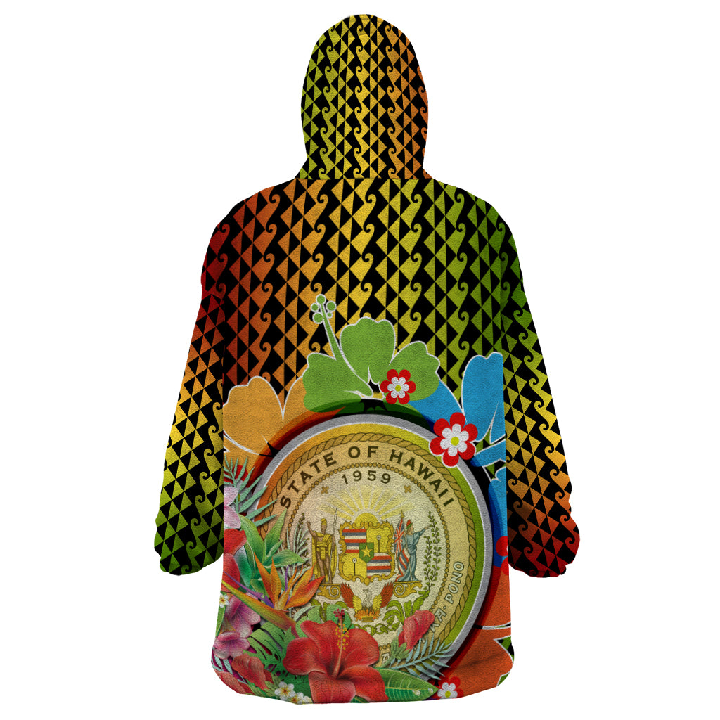 Hawaii Womens Day Wahine Wearable Blanket Hoodie Strong Beautiful Woman with Kakau Style LT03 - Polynesian Pride