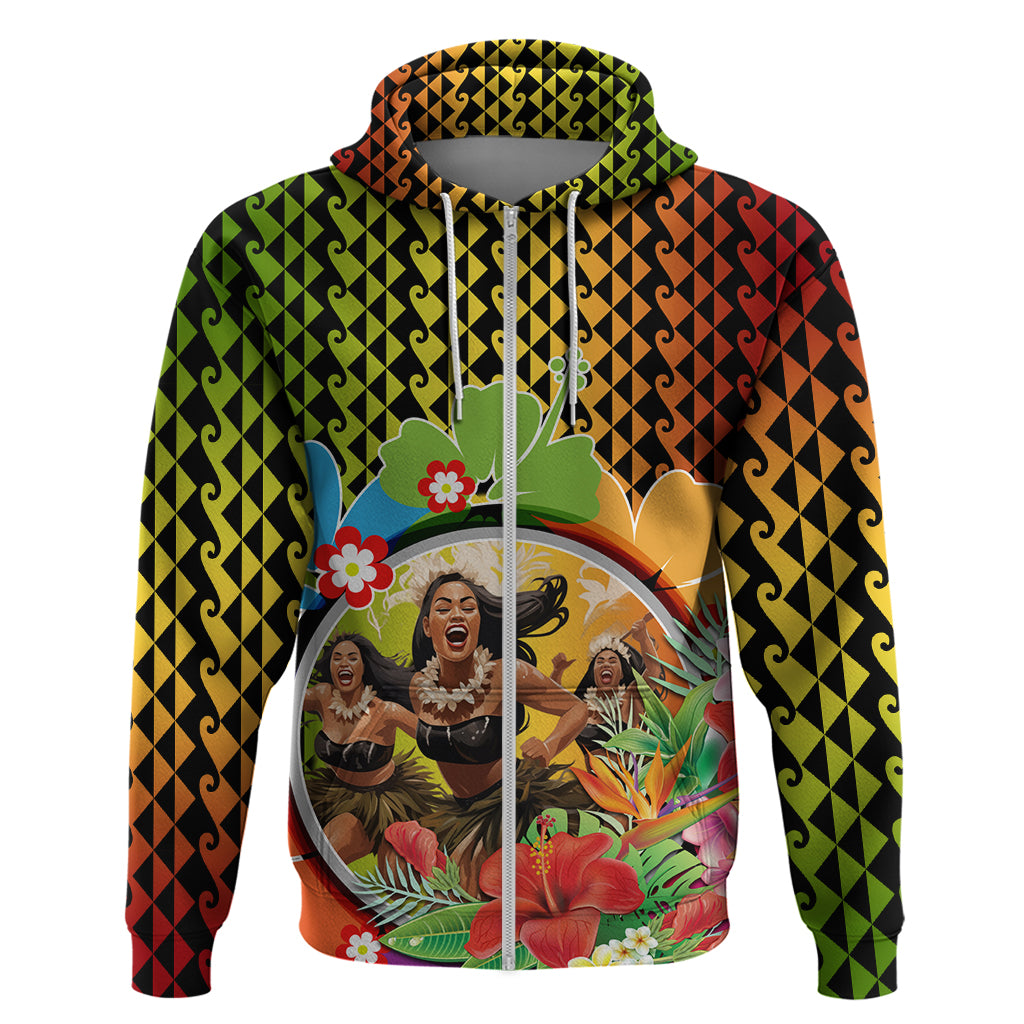 Hawaii Womens Day Wahine Zip Hoodie Strong Beautiful Woman with Kakau Style LT03 Zip Hoodie Red - Polynesian Pride