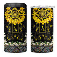 Flores de Mayo and Filipino Fiesta 4 in 1 Can Cooler Tumbler The Sun-Jasmine and Polynesian Yakan Tattoo Barong Style