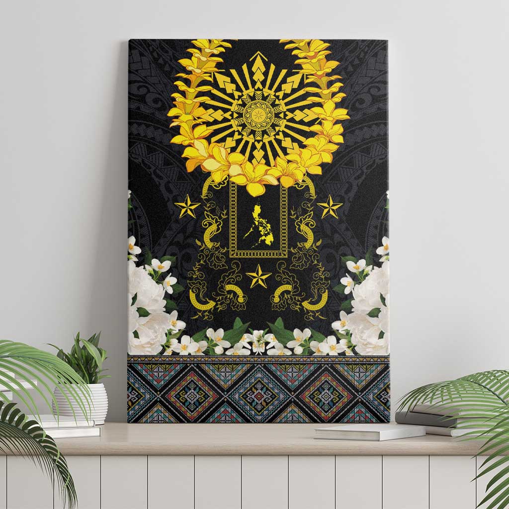 Flores de Mayo and Filipino Fiesta Canvas Wall Art The Sun-Jasmine and Polynesian Yakan Tattoo Barong Style