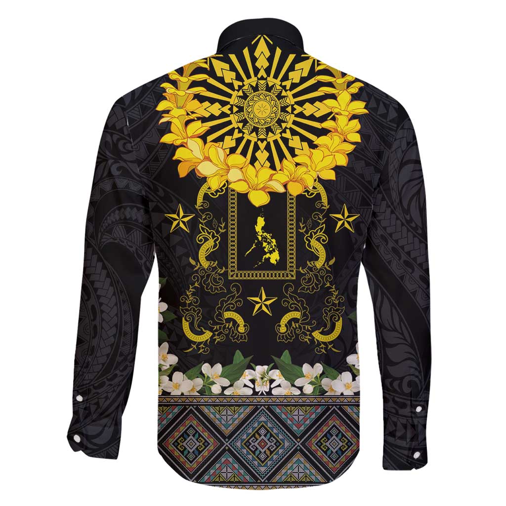 Flores de Mayo and Filipino Fiesta Family Matching Long Sleeve Bodycon Dress and Hawaiian Shirt The Sun-Jasmine and Polynesian Yakan Tattoo Barong Style