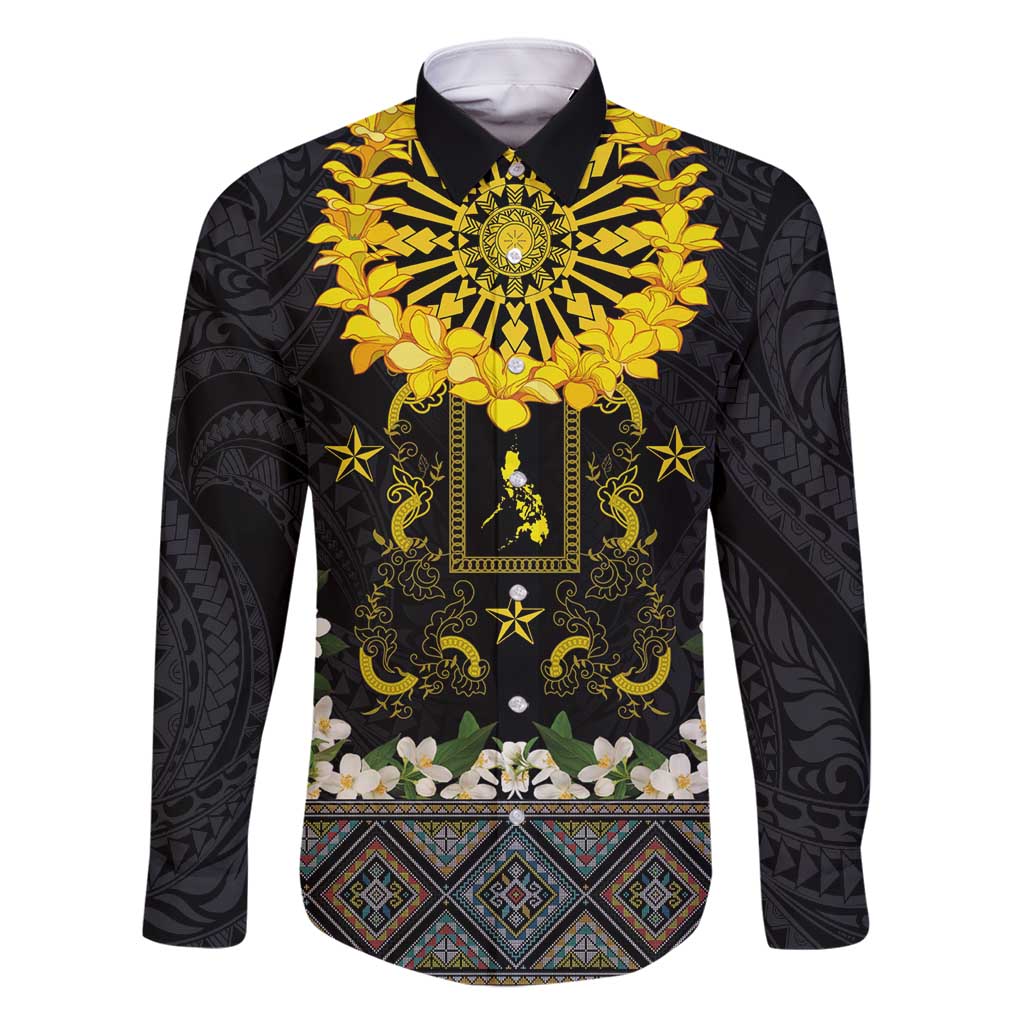 Flores de Mayo and Filipino Fiesta Family Matching Off Shoulder Short Dress and Hawaiian Shirt The Sun-Jasmine and Polynesian Yakan Tattoo Barong Style