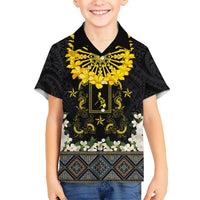 Flores de Mayo and Filipino Fiesta Kid Hawaiian Shirt The Sun-Jasmine and Polynesian Yakan Tattoo Barong Style