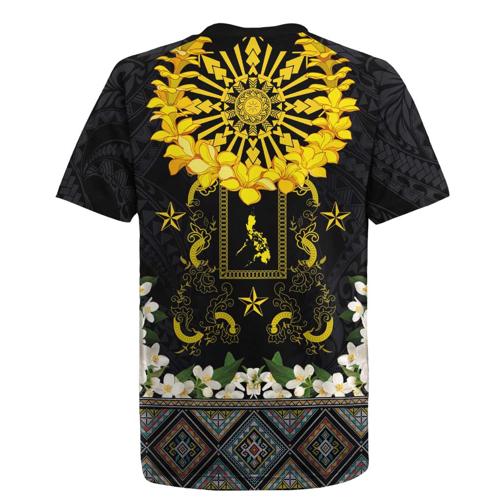 Flores de Mayo and Filipino Fiesta Rugby Jersey The Sun-Jasmine and Polynesian Yakan Tattoo Barong Style