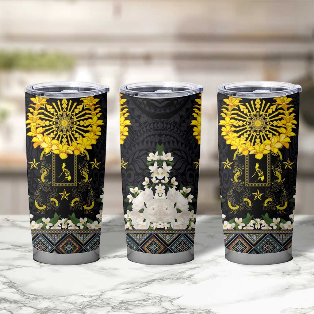 Flores de Mayo and Filipino Fiesta Tumbler Cup The Sun-Jasmine and Polynesian Yakan Tattoo Barong Style