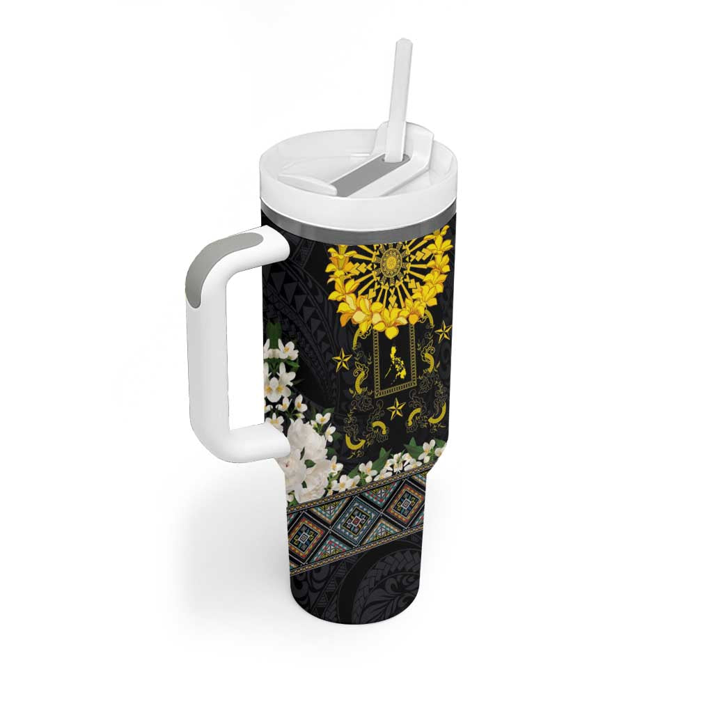 Flores de Mayo and Filipino Fiesta Tumbler With Handle The Sun-Jasmine and Polynesian Yakan Tattoo Barong Style