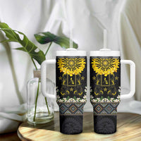 Flores de Mayo and Filipino Fiesta Tumbler With Handle The Sun-Jasmine and Polynesian Yakan Tattoo Barong Style