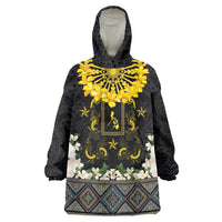 Flores de Mayo and Filipino Fiesta Wearable Blanket Hoodie The Sun-Jasmine and Polynesian Yakan Tattoo Barong Style