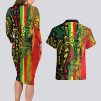 Aotearoa Reggae Couples Matching Long Sleeve Bodycon Dress and Hawaiian Shirt Maori Reggae-One Love