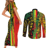 Aotearoa Reggae Couples Matching Short Sleeve Bodycon Dress and Long Sleeve Button Shirt Maori Reggae-One Love