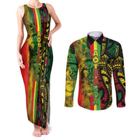 Aotearoa Reggae Couples Matching Tank Maxi Dress and Long Sleeve Button Shirt Maori Reggae-One Love