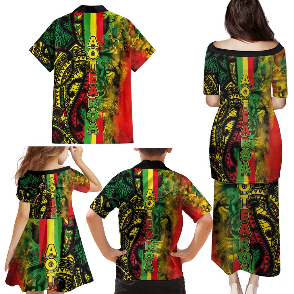 Aotearoa Reggae Family Matching Puletasi and Hawaiian Shirt Maori Reggae-One Love