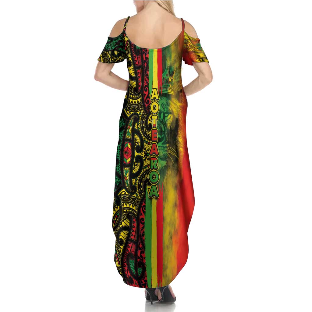 Aotearoa Reggae Family Matching Summer Maxi Dress and Hawaiian Shirt Maori Reggae-One Love