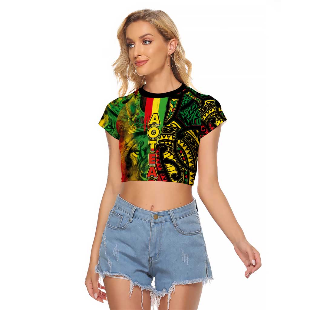 Aotearoa Reggae Raglan Cropped T Shirt Maori Reggae-One Love