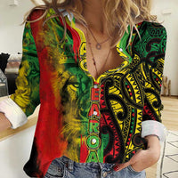 Aotearoa Reggae Women Casual Shirt Maori Reggae-One Love