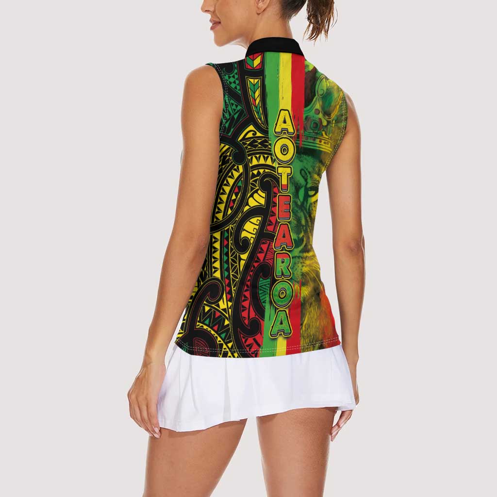 Aotearoa Reggae Women Sleeveless Polo Shirt Maori Reggae-One Love
