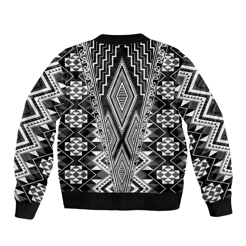 Aotearoa Tukutuku and Poutama Motif Classic Bomber Jacket