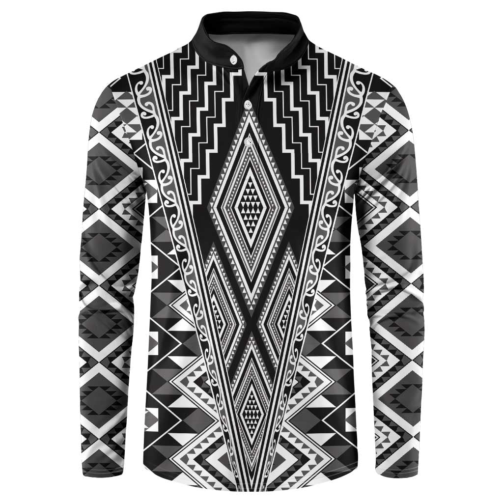Aotearoa Tukutuku and Poutama Motif Classic Button Sweatshirt