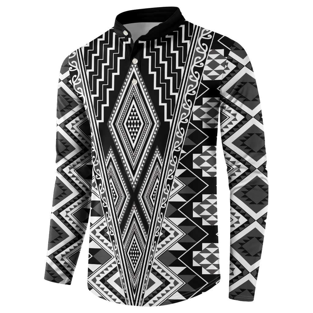 Aotearoa Tukutuku and Poutama Motif Classic Button Sweatshirt