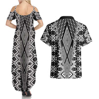 Aotearoa Tukutuku and Poutama Motif Classic Couples Matching Summer Maxi Dress and Hawaiian Shirt