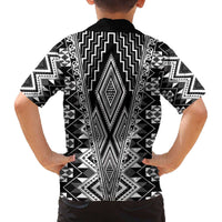 Aotearoa Tukutuku and Poutama Motif Classic Family Matching Off The Shoulder Long Sleeve Dress and Hawaiian Shirt