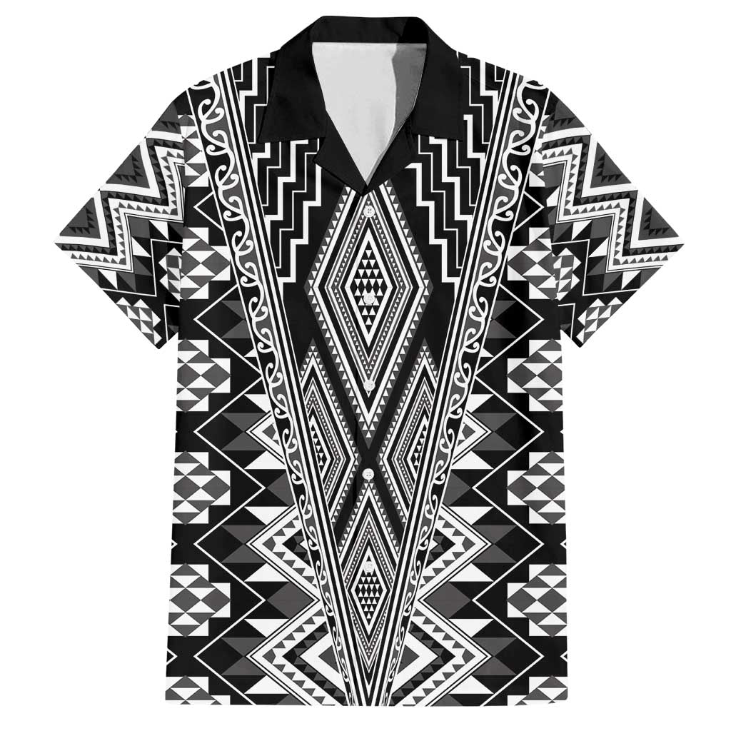 Aotearoa Tukutuku and Poutama Motif Classic Family Matching Off Shoulder Short Dress and Hawaiian Shirt