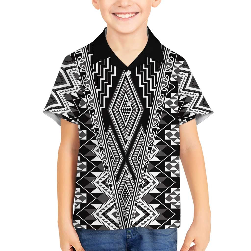 Aotearoa Tukutuku and Poutama Motif Classic Family Matching Puletasi and Hawaiian Shirt