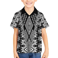 Aotearoa Tukutuku and Poutama Motif Classic Kid Hawaiian Shirt LT03 Kid Gray - Polynesian Pride