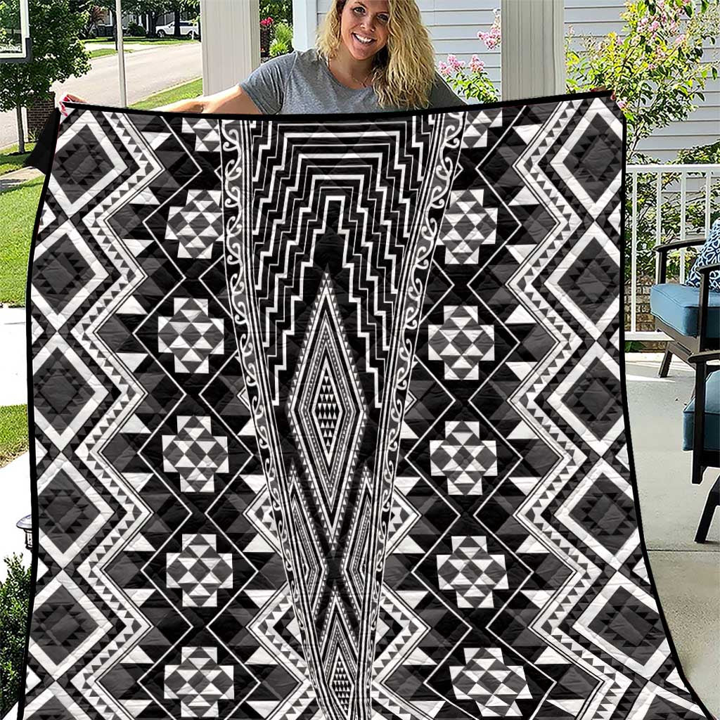 Aotearoa Tukutuku and Poutama Motif Classic Quilt LT03 Gray - Polynesian Pride