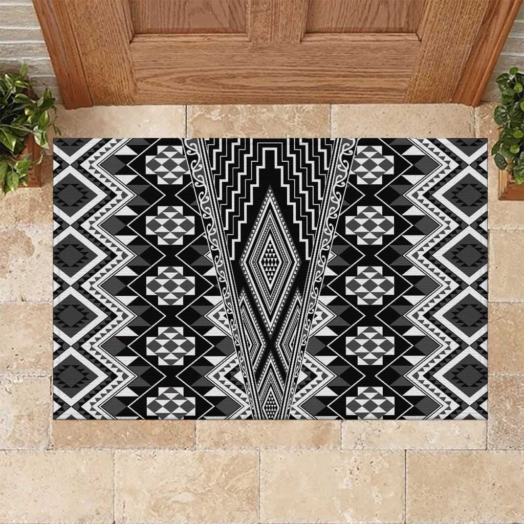 Aotearoa Tukutuku and Poutama Motif Classic Rubber Doormat LT03 Gray - Polynesian Pride