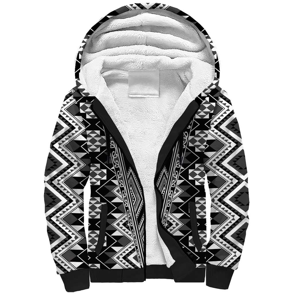 Aotearoa Tukutuku and Poutama Motif Classic Sherpa Hoodie