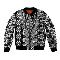 Aotearoa Tukutuku and Poutama Motif Classic Sleeve Zip Bomber Jacket