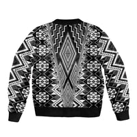 Aotearoa Tukutuku and Poutama Motif Classic Sleeve Zip Bomber Jacket