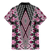 Pink Aotearoa Tukutuku and Poutama Motif Family Matching Mermaid Dress and Hawaiian Shirt