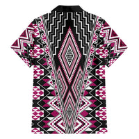 Pink Aotearoa Tukutuku and Poutama Motif Family Matching Tank Maxi Dress and Hawaiian Shirt