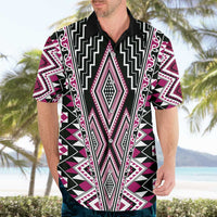 Pink Aotearoa Tukutuku and Poutama Motif Hawaiian Shirt