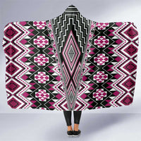 Pink Aotearoa Tukutuku and Poutama Motif Hooded Blanket LT03 One Size Pink - Polynesian Pride
