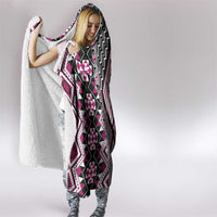 Pink Aotearoa Tukutuku and Poutama Motif Hooded Blanket LT03 - Polynesian Pride