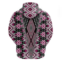 Pink Aotearoa Tukutuku and Poutama Motif Hoodie