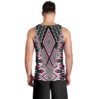 Pink Aotearoa Tukutuku and Poutama Motif Men Tank Top