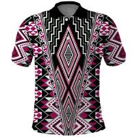 Pink Aotearoa Tukutuku and Poutama Motif Polo Shirt