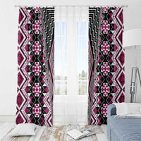Pink Aotearoa Tukutuku and Poutama Motif Window Curtain