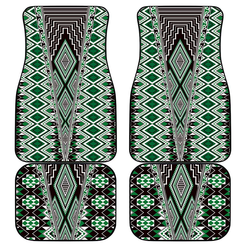 Green Aotearoa Tukutuku and Poutama Motif Car Mats