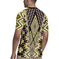 Yellow Aotearoa Tukutuku and Poutama Motif Rugby Jersey