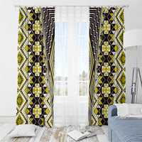 Yellow Aotearoa Tukutuku and Poutama Motif Window Curtain