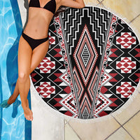 Red Aotearoa Tukutuku and Poutama Motif Beach Blanket