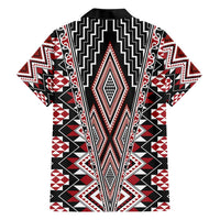 Red Aotearoa Tukutuku and Poutama Motif Family Matching Short Sleeve Bodycon Dress and Hawaiian Shirt