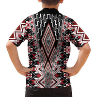 Red Aotearoa Tukutuku and Poutama Motif Kid Hawaiian Shirt LT03 - Polynesian Pride